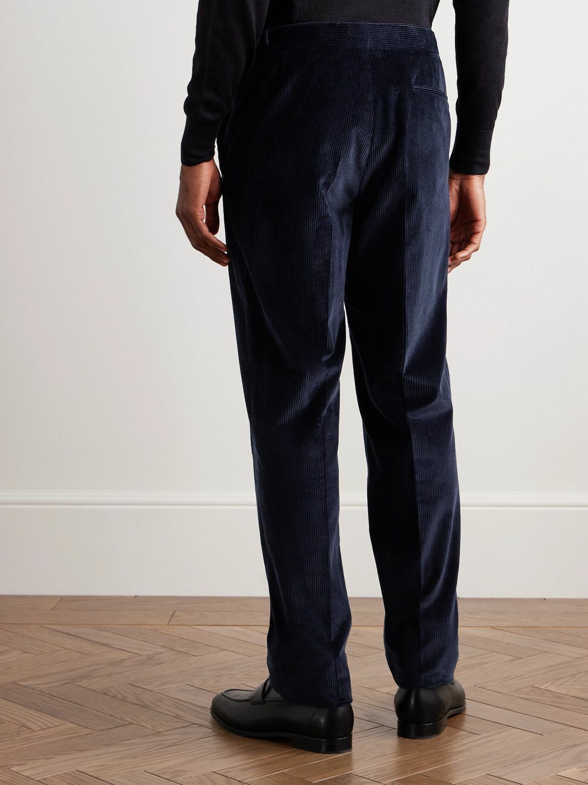Richard James - Chapman Slim-Fit Straight-Leg Cotton-Corduroy Suit Trousers - Blue