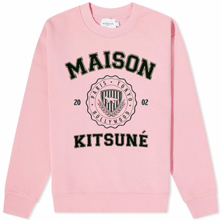 Photo: Maison Kitsuné Men's Varsity Comfort Sweatshirt in Strawberry