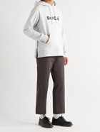 A.P.C. - Sacai Taiyo Zip-Detailed Logo-Print Mélange Loopback Cotton-Jersey Hoodie - Gray - S