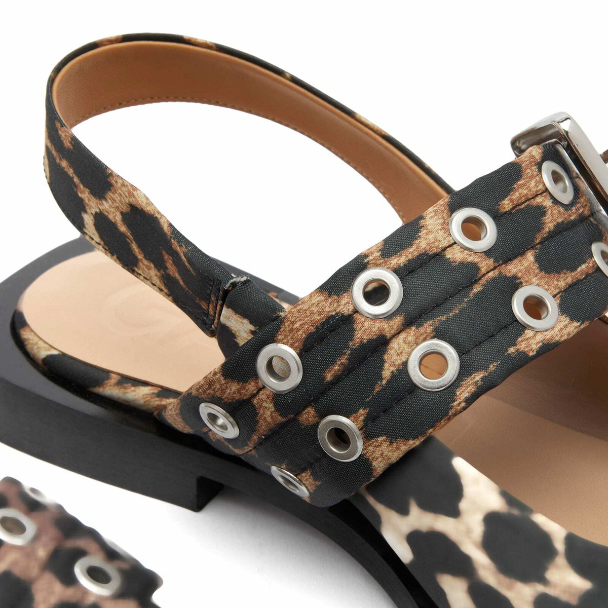 GANNI Women's Feminine Buckle Ballerina Print Ballet Shoes