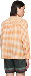 HARAGO Orange & Off-White Cross-Stitched Shirt