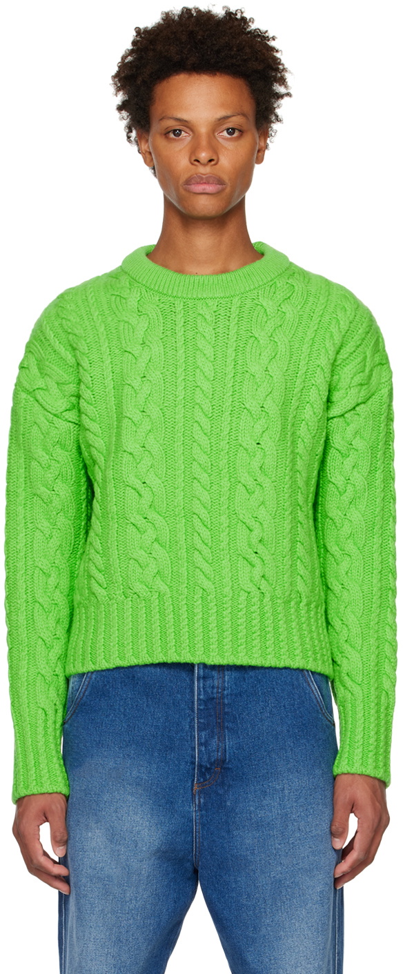 AMI Alexandre Mattiussi Green Crewneck Sweater AMI Alexandre