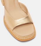 Souliers Martinez Gracia metallic leather platform sandals
