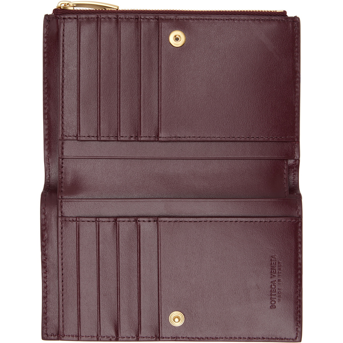 Bottega Veneta Burgundy Intrecciato Medium Bi-Fold Wallet