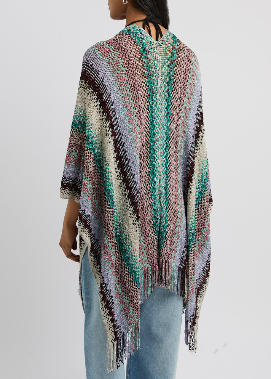 Missoni Metallic Zigzag Knitted Shawl - Silver - One Size Missoni Metallic Zigzag Knitted Shawl - Silver - One Size