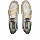 Golden Goose Men's Ball Star Leather Sneakers in White/Green/Silver