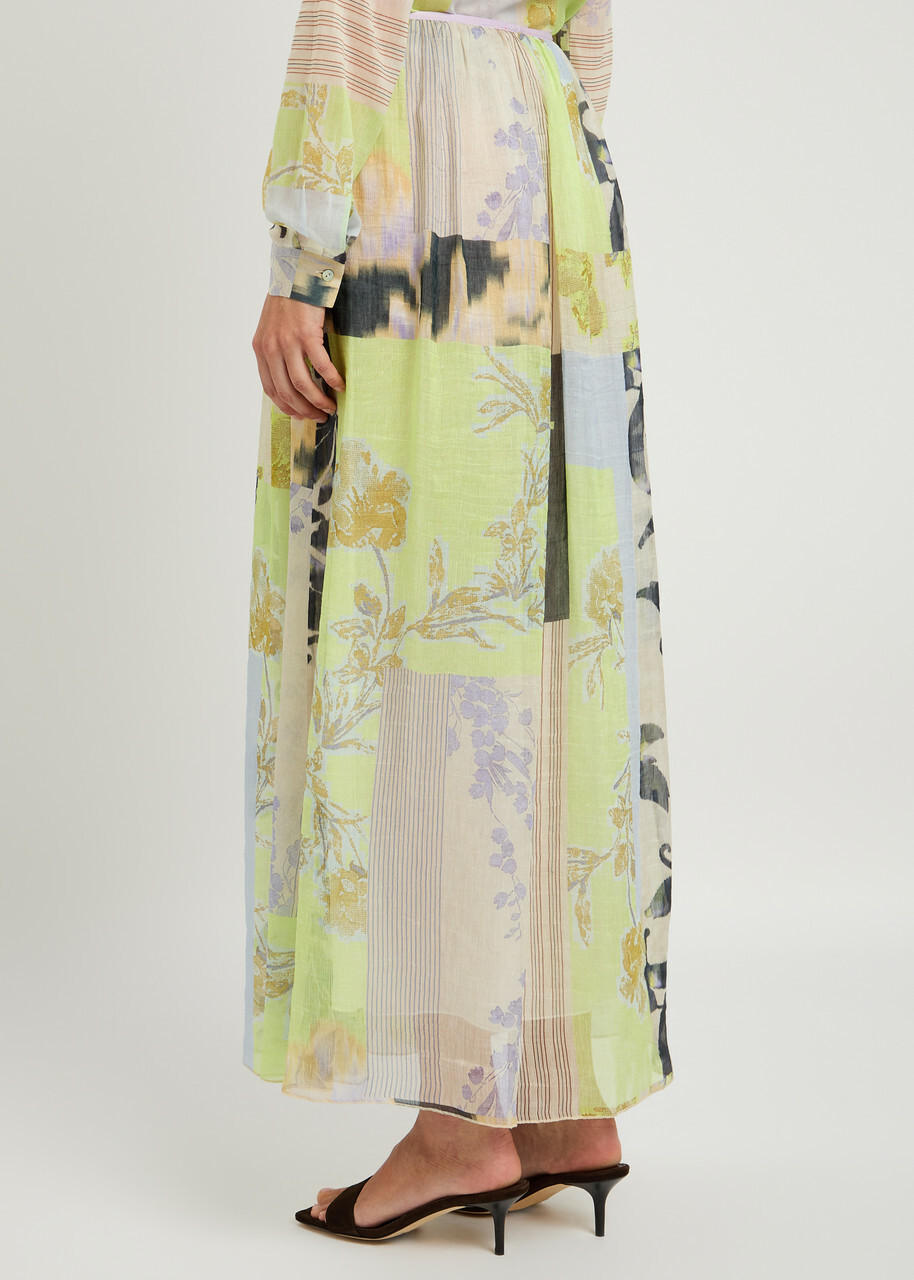 Forte_forte Garden Print Chiffon Midi Skirt Multicoloured
