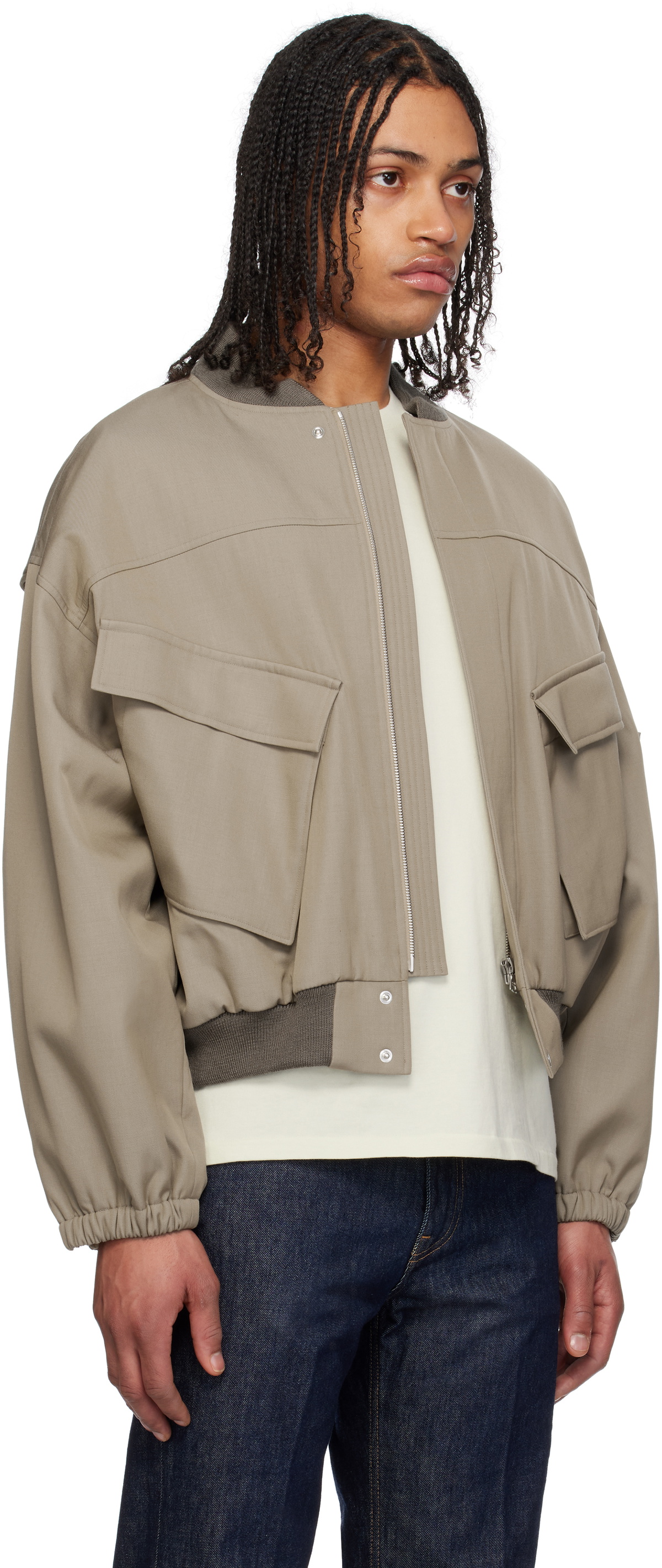 ジャケット・アウター Perfume Closet Pleats Blouson / Khaki Stone Island Jacket with multiple pockets | Men's Clothing