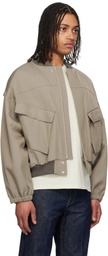 AURALEE Khaki Light Wool Max Padded Flight Bomber Jacket