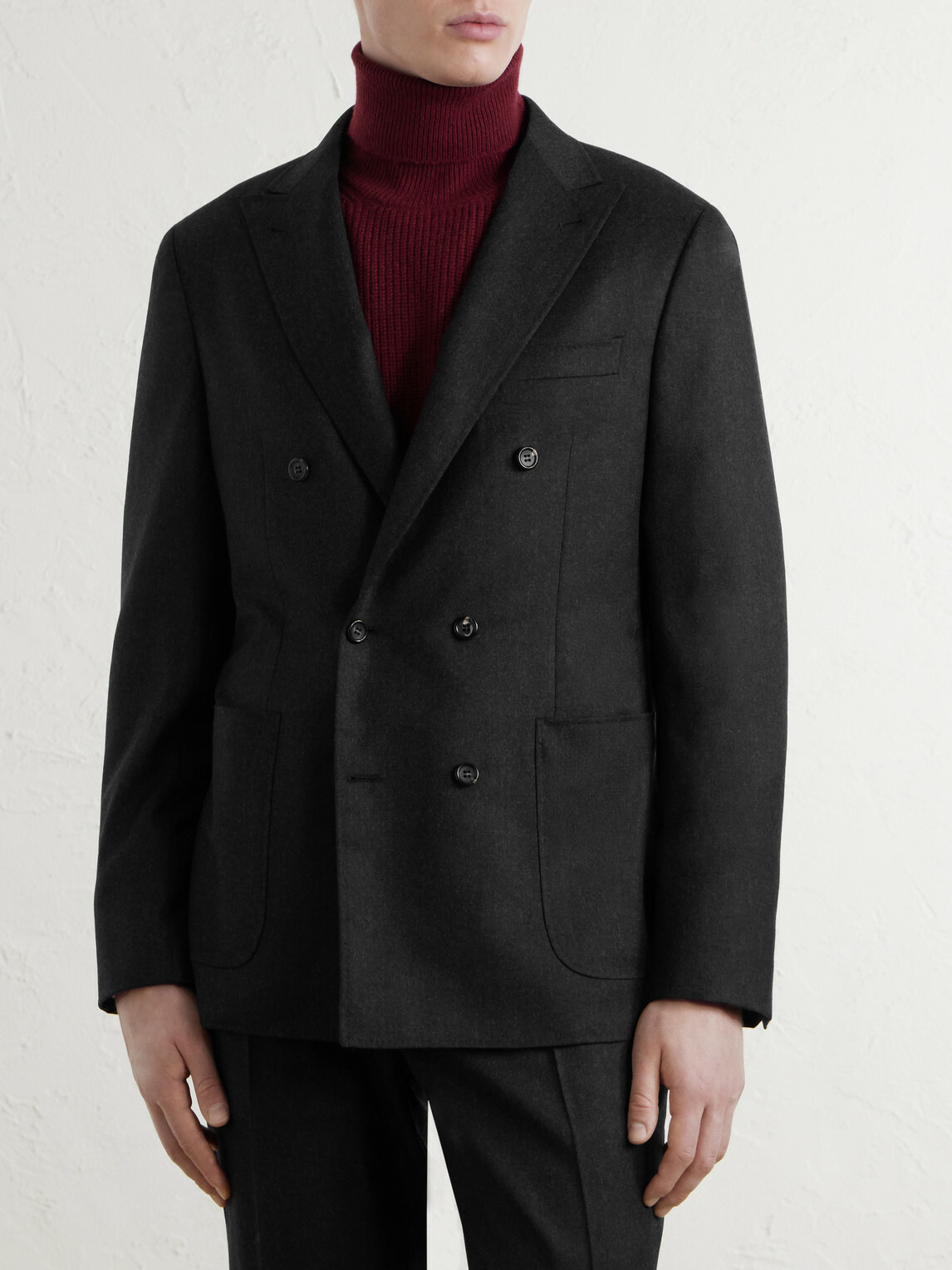 Canali - Kei Double-Breasted Wool Blazer - Gray