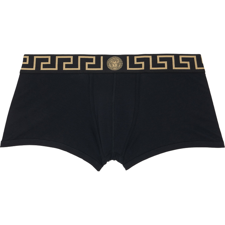 Photo: Versace Two-Pack Black Cotton-Jersey Boxer Briefs
