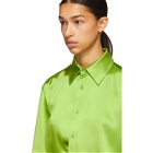 Martine Rose Green Asymmetric Silk Shirt