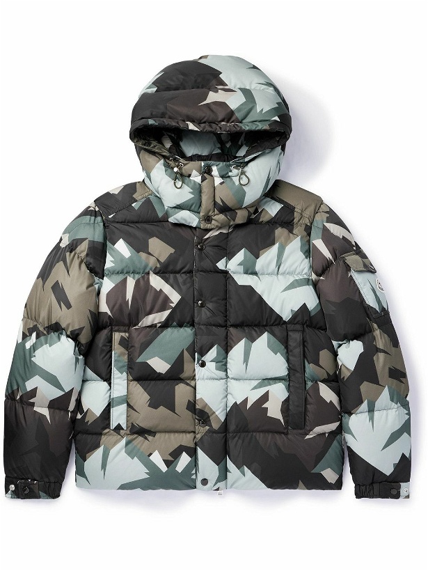Photo: Moncler - Quilted Printed Shell Hooded Down Jacket - Gray