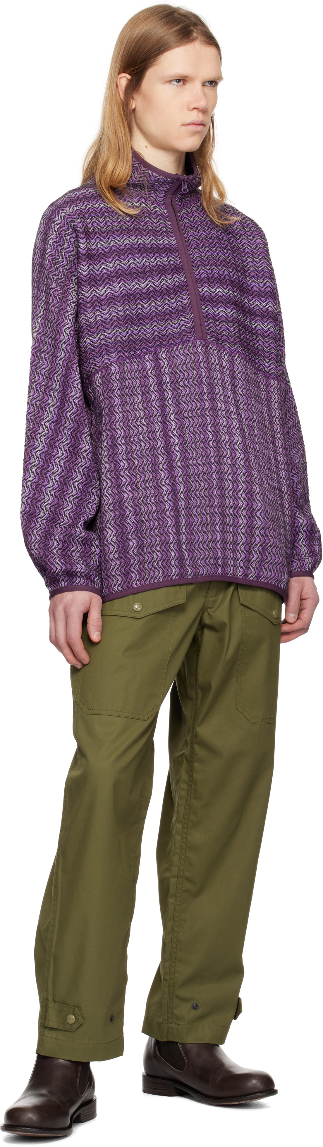 Pilgrim Surf + Supply Purple Mosley Inlay Popover Sweater