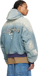 B1ARCHIVE Blue Workwear Seamless Hooded Zip Up Denim Jacket