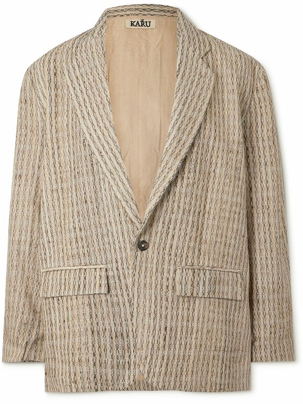 Photo: Karu Research - Striped Wool and Silk-Blend Jacquard Blazer - Neutrals