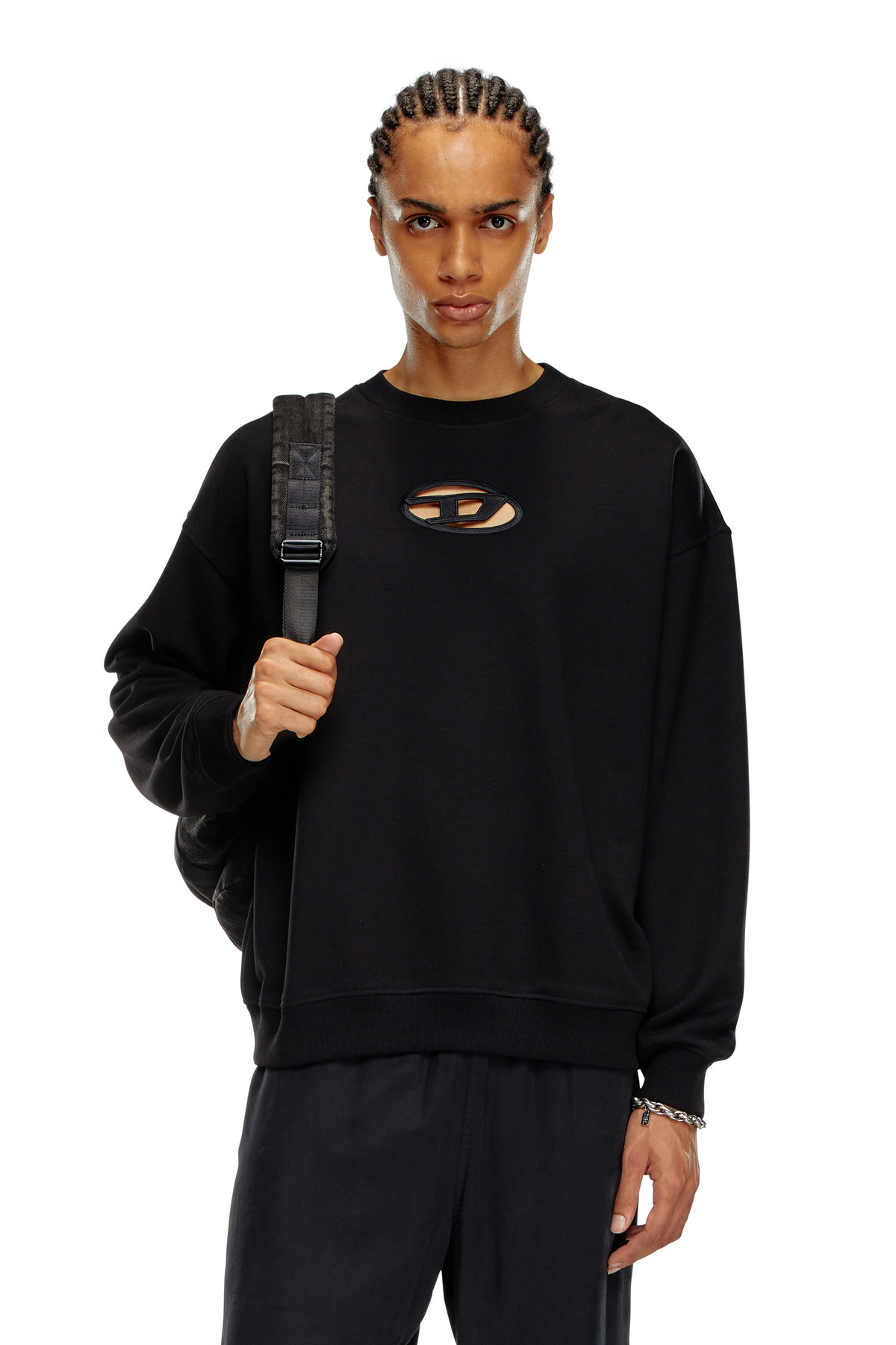 トップス RHDIESEL D Logo Over size Half Sweat Men's Sweatshirts: hooded, zippered, logo, oversized