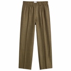 Percival Men's Grounds Herringbone Wool Relaxed Trousers in Oak