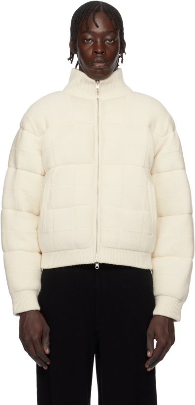 Photo: Guest in Residence Off-White & Red Quilted Reversible Puffer Jacket