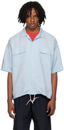 nanamica Blue Open Collar Shirt
