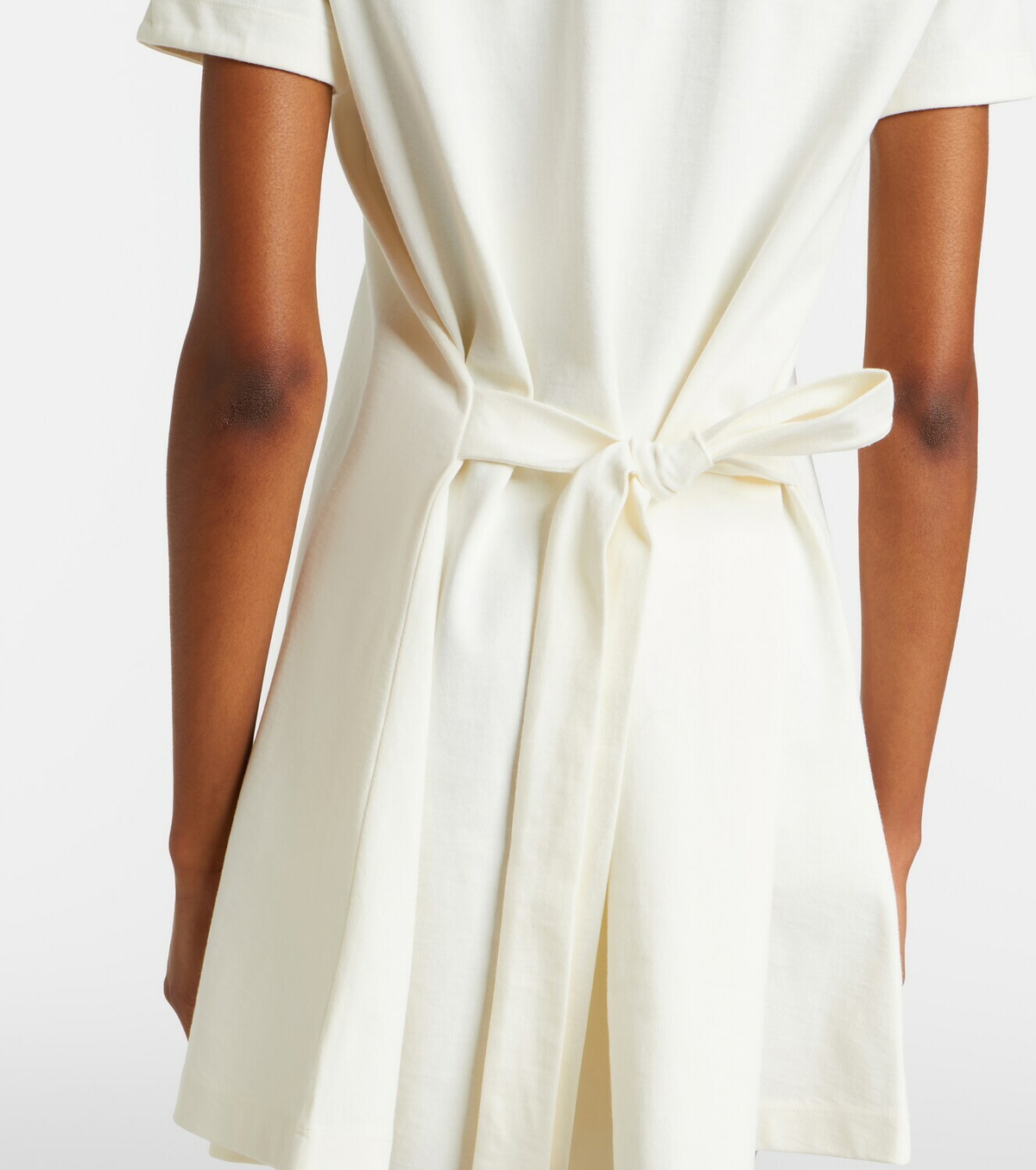 Miu Miu Leather-trimmed cotton jersey minidress