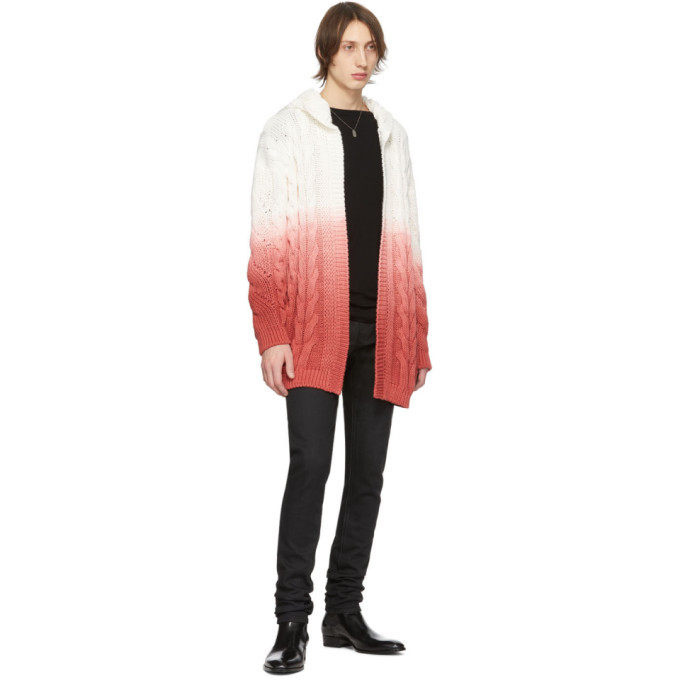 Saint Laurent White and Pink Baja Hoodie Cardigan Saint Laurent