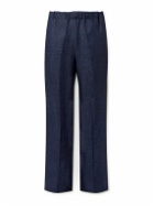 PIACENZA 1733 - Straight-Leg Linen Trousers - Blue