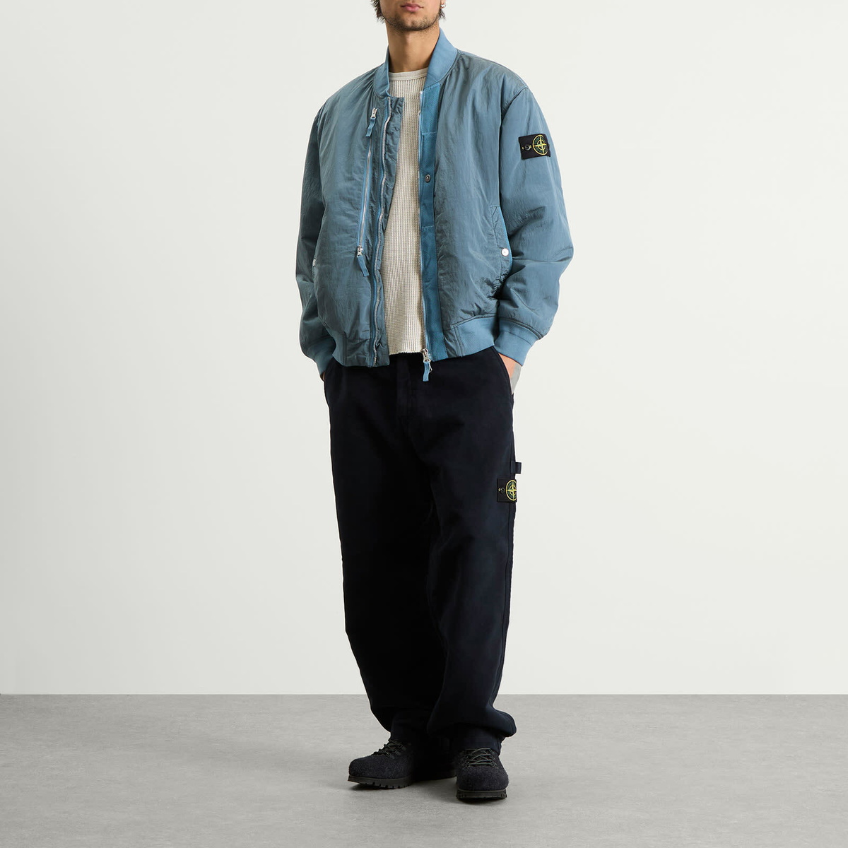 Stone Island Men's Cotton Moleskin-TC Trousers in Navy Blue