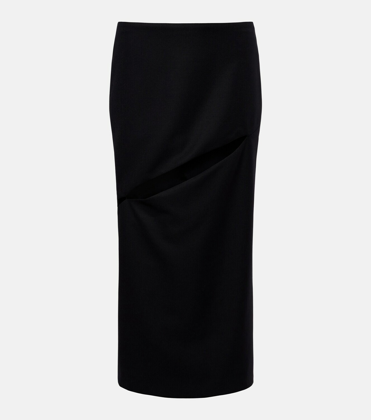 Jil Sander Cutout wool and mohair midi skirt