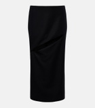 Jil Sander Cutout wool and mohair midi skirt