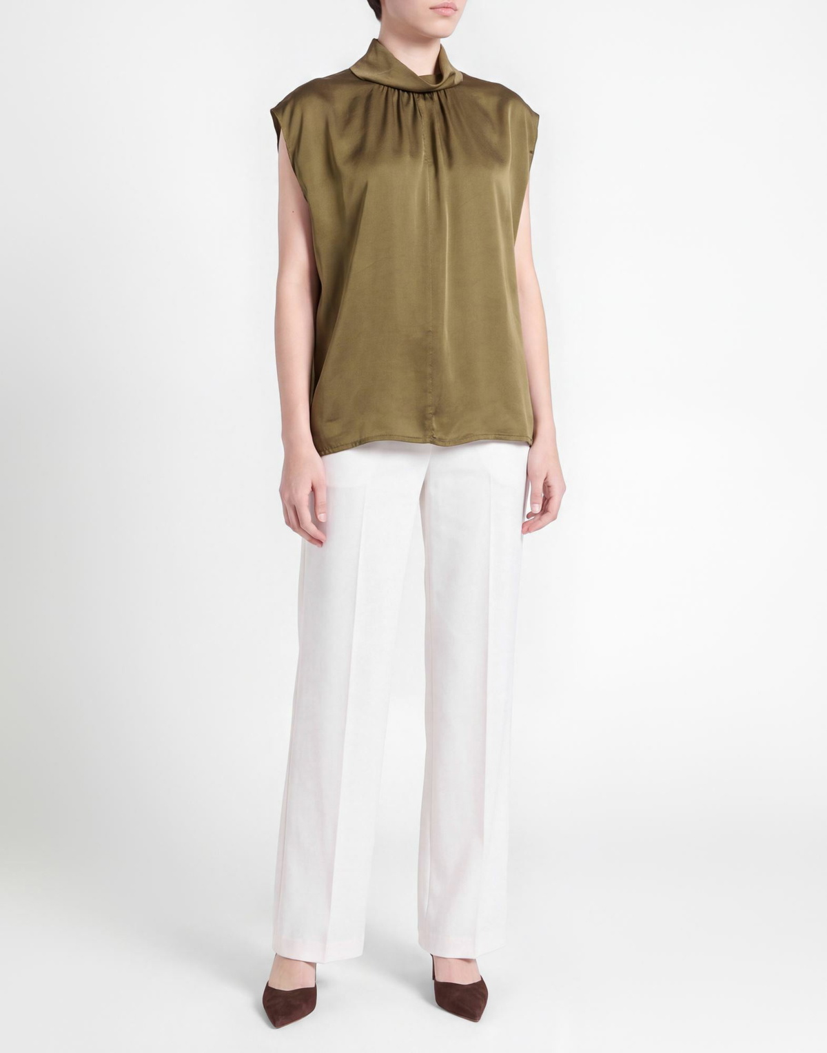 Manila Grace Womens Top Military in Green