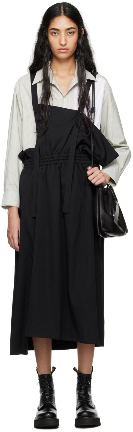 Y's Black Asymmetric Midi Dress