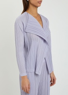 Pleats Please Issey Miyake Pleated Woven Cardigan Light Purple