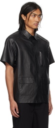 RTA Black Pocket Leather Shirt