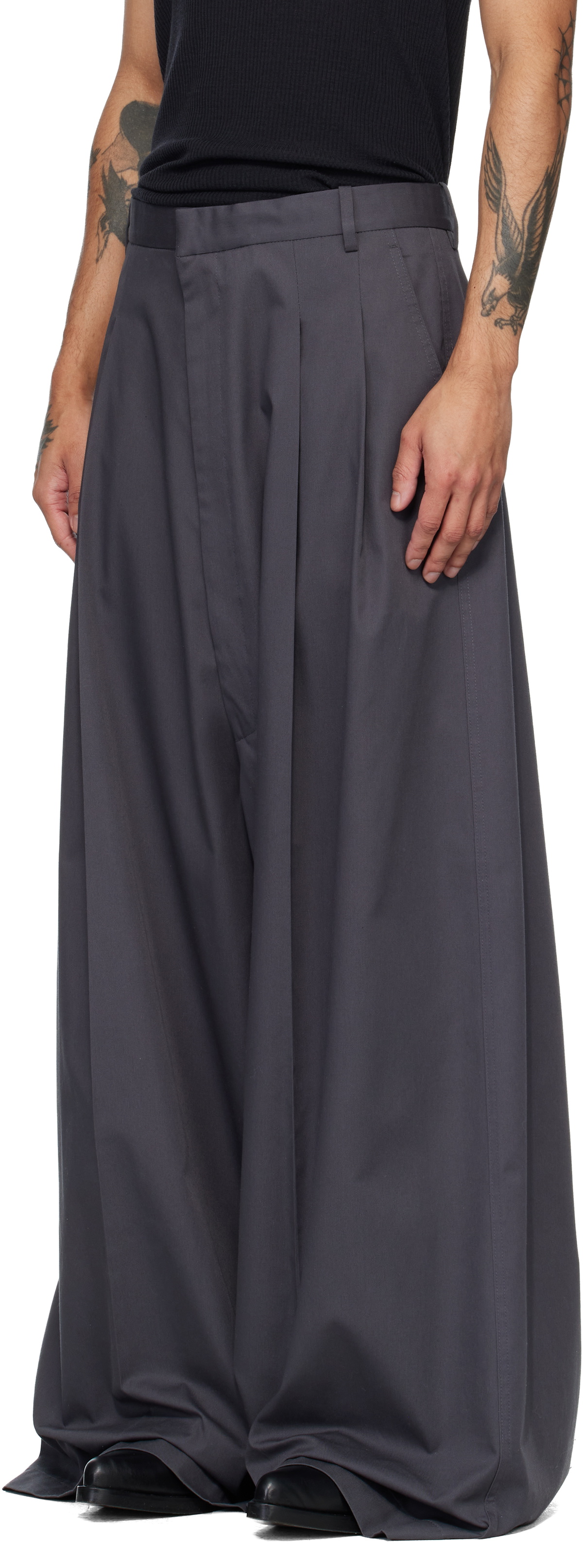LU'U DAN Gray Lowline Trousers