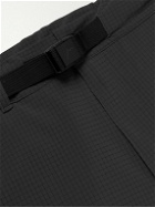 CAYL - Flow Straight-Leg Belted Logo-Print Ripstop Shorts - Gray