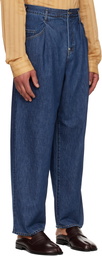SOSHIOTSUKI Blue Drape Pocket Washed Jeans