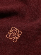 LOEWE - Anagram Embroidered Wool-Blend Sweater - Burgundy
