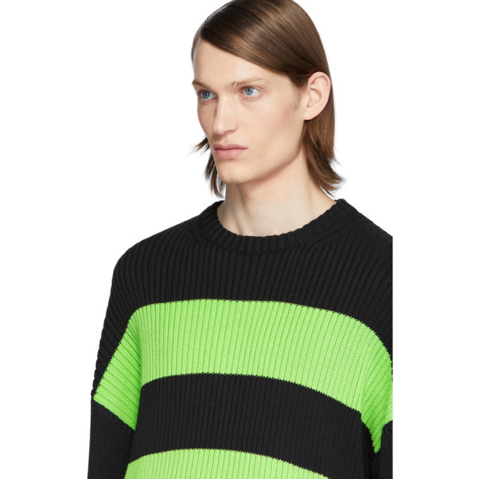 Balenciaga Black Green Stripe Crewneck Sweater Balenciaga