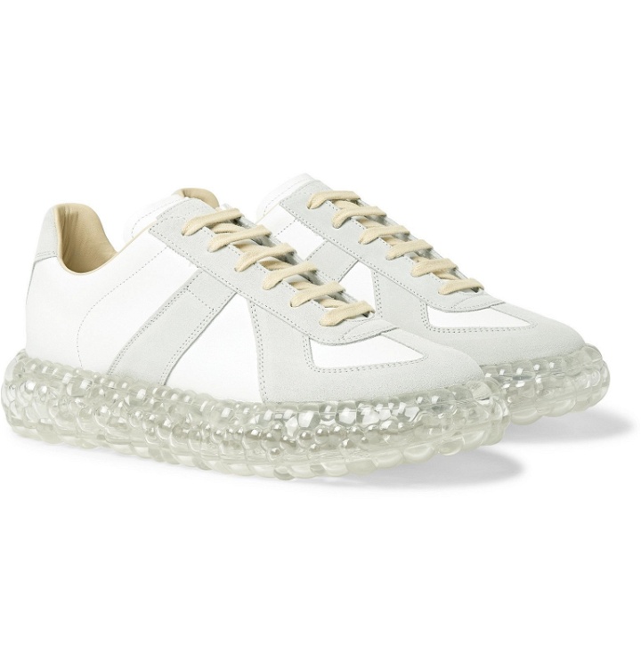 Photo: Maison Margiela - Replica Super Bounce Leather and Suede Sneakers - White