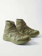And Wander - Salomon Rubber-Trimmed Ripstop and Mesh High-Top Sneakers - Green