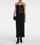 Jean Paul Gaultier Crêpe and tulle corset maxi dress