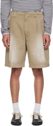 ERL Beige Pleated Chino Woven Denim Shorts