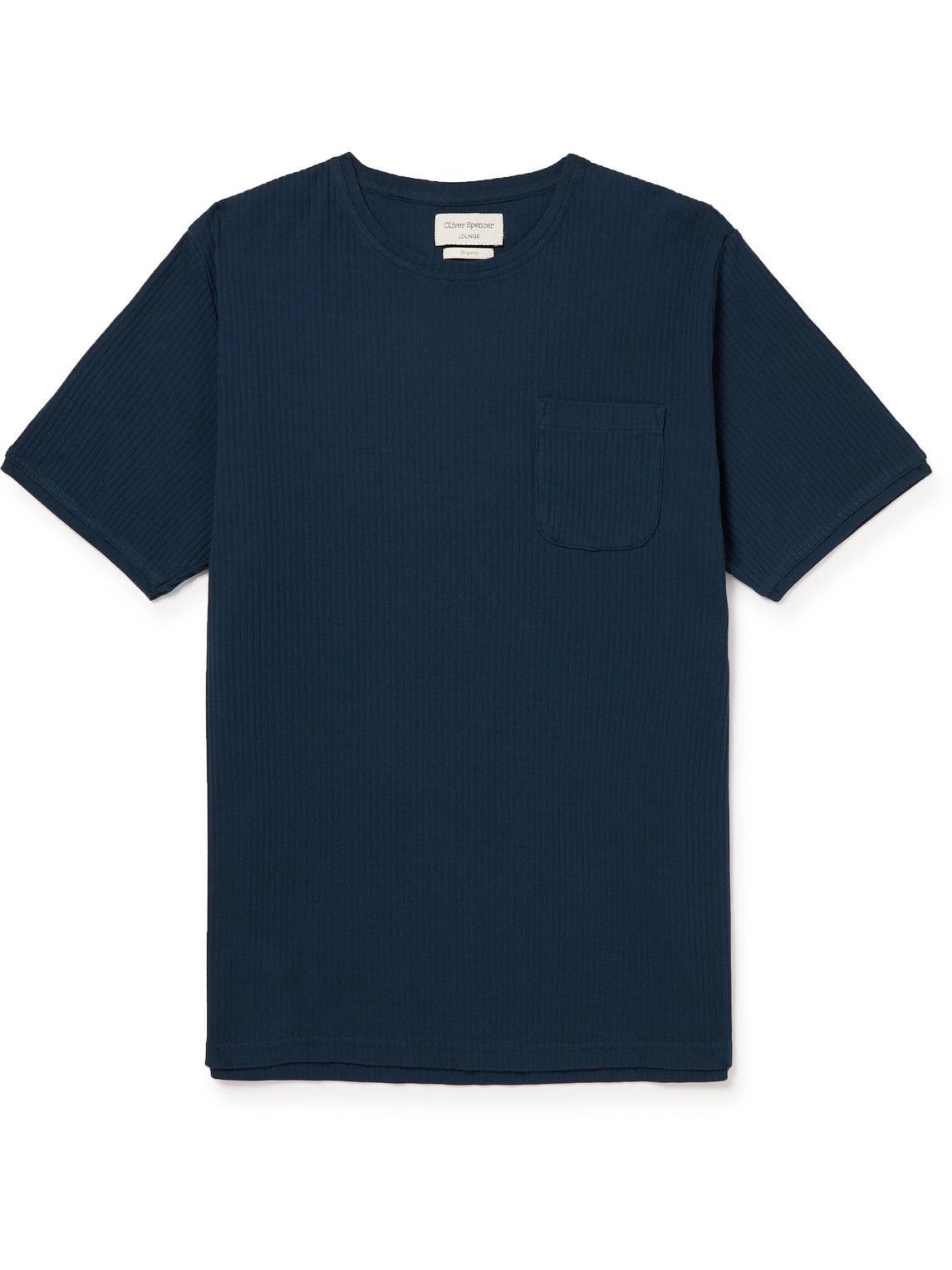 Photo: Oliver Spencer Loungewear - Ribbed Organic Cotton-Jersey T-Shirt - Blue