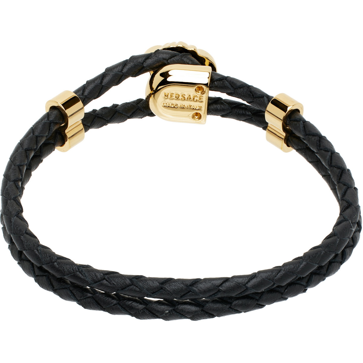 Versace Black 'La Medusa' Leather Bracelet