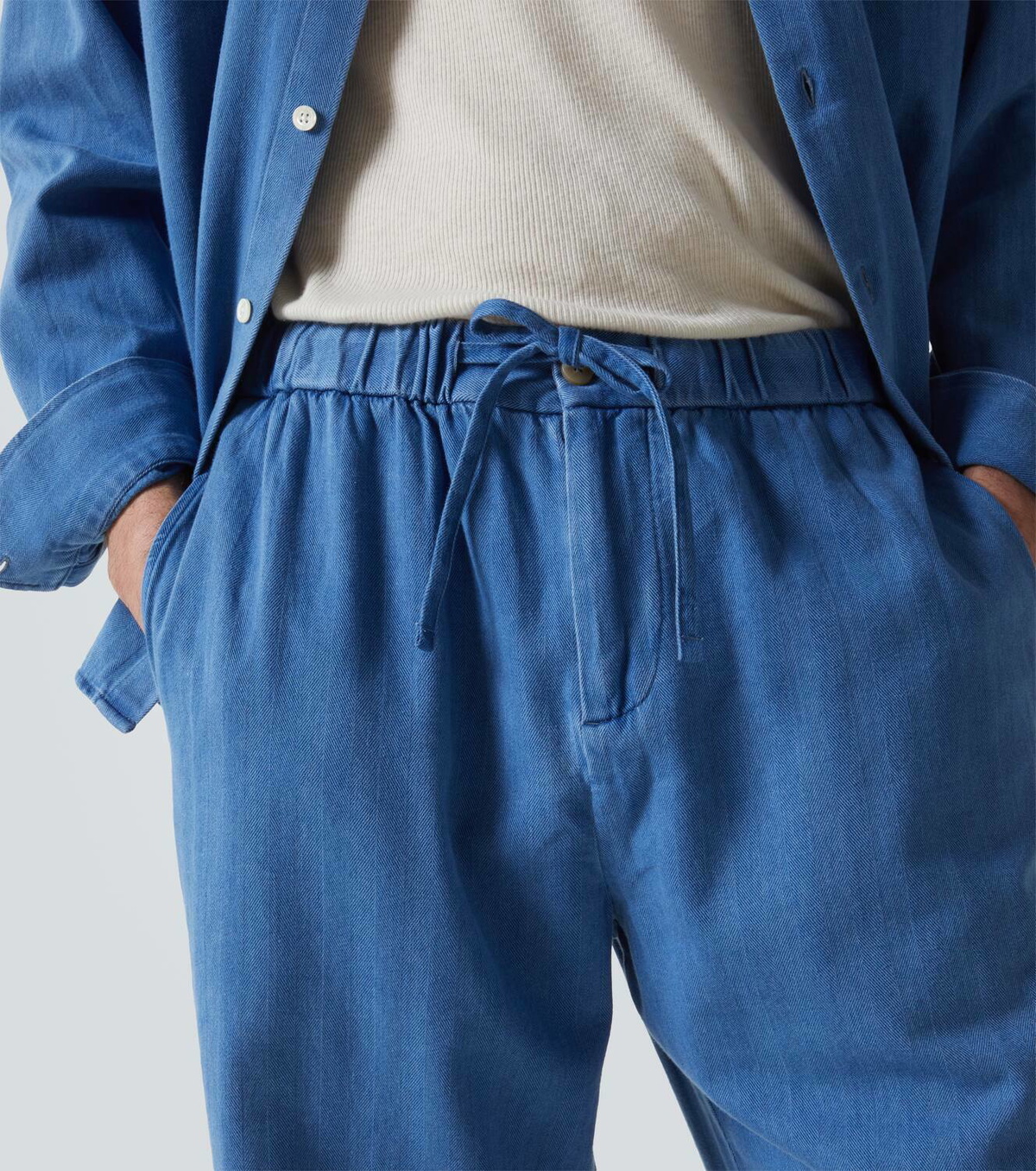 Frescobol Carioca Rocha herringbone cotton twill wide-leg pants