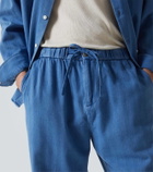 Frescobol Carioca Rocha herringbone cotton twill wide-leg pants