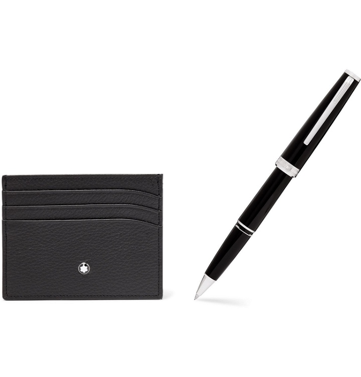 Photo: Montblanc - Meisterstück Full-Grain Leather Cardholder and Resin Ballpoint Pen Set - Black