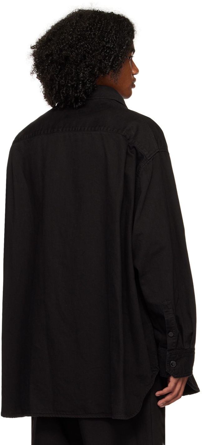 Raf Simons Black Leather Patch Shirt