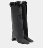 Coperni Leather-trimmed denim knee-high boots